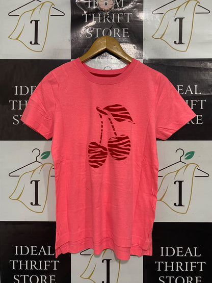 NEXT  |M | BUST 19 | A71 |   PINK CHERRY PRINT CREWNECK SHORT-SLEEVE T-SHIRT