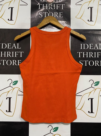 FOREVER NEW  |M | BUST 16 | A71 | VIBRANT ORANGE RIBBED SLEEVELESS TANK TOP