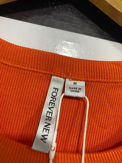 FOREVER NEW  |M | BUST 16 | A71 | VIBRANT ORANGE RIBBED SLEEVELESS TANK TOP