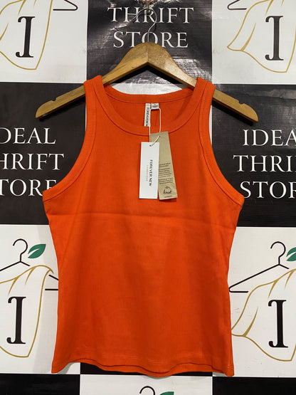 FOREVER NEW  |M | BUST 16 | A71 | VIBRANT ORANGE RIBBED SLEEVELESS TANK TOP