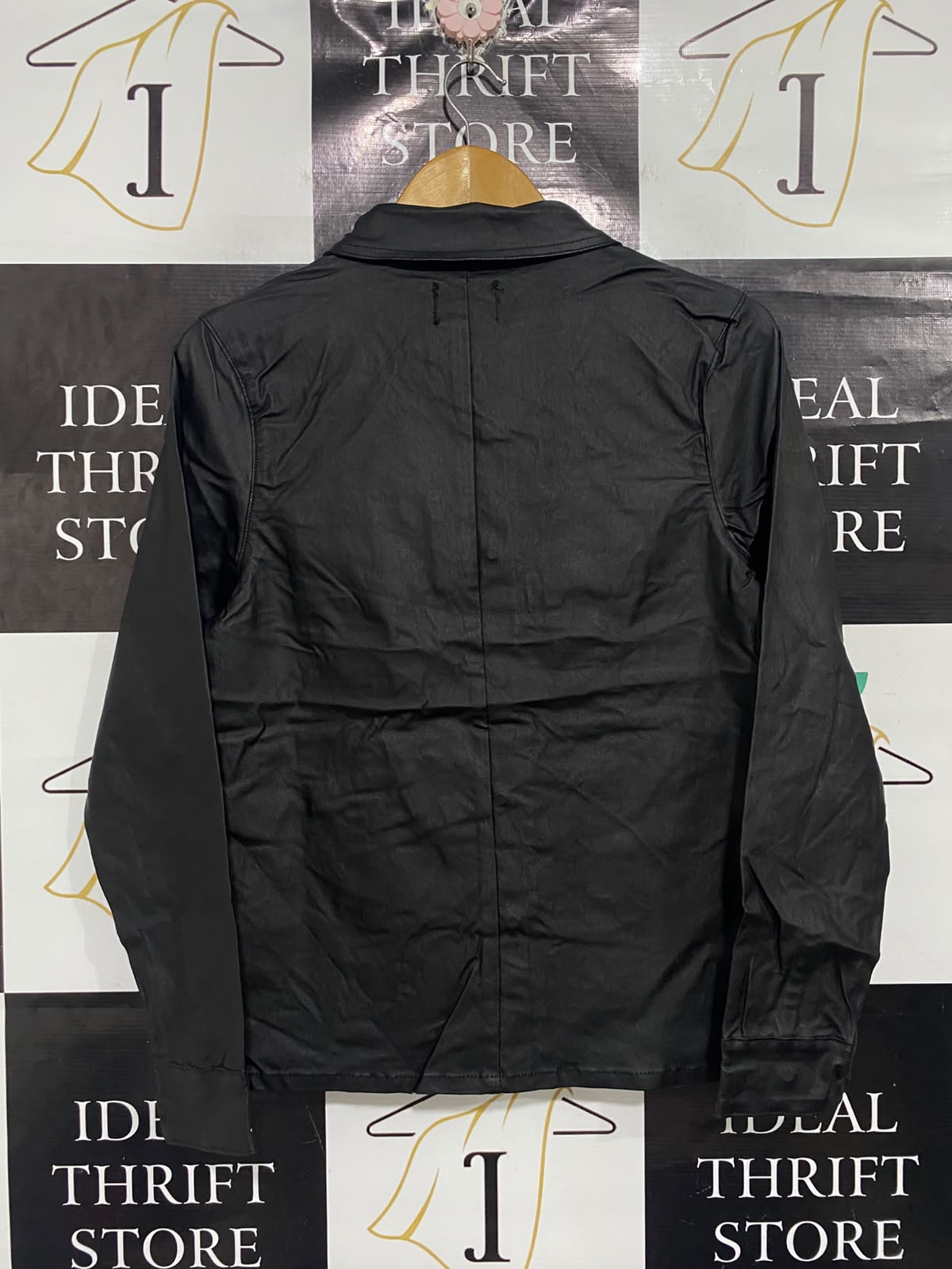 BOOHOO  |M | BUST 18 | A71 | BLACK FAUX LEATHER POCKET BUTTON-UP SHIRT JACKET
