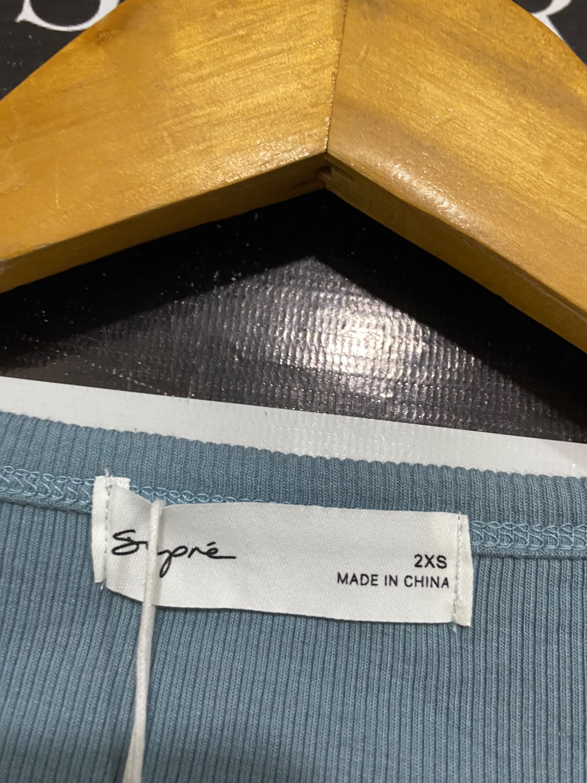 SUPRE |XS| BUST 11 | A71 | DUSTY BLUE SCOOP-NECK RIBBED LONG-SLEEVE TOP