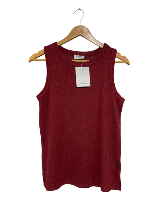 SUSSAN |XXS | BUST 17 | A72 |  BURGUNDY KNIT CREW-NECK SLEEVELESS TANK TOP