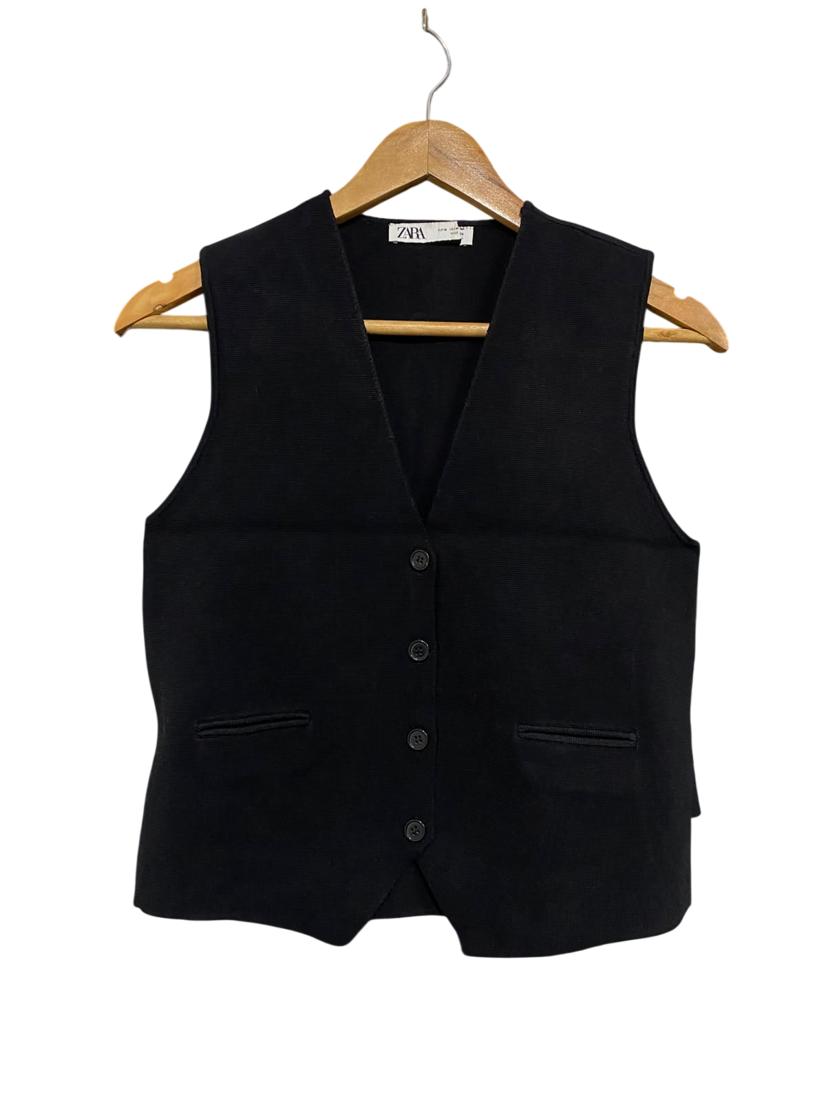ZARA |M | BUST 16 | A72 |  BLACK TAILORED V-NECK BUTTON-DOWN VEST / WAISTCOAT