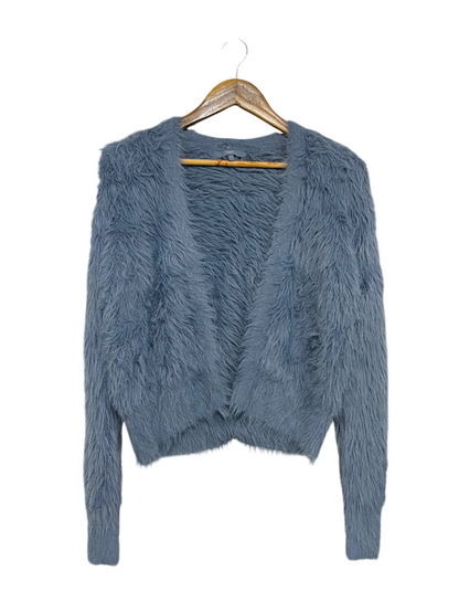 NEXT |S | BUST 22 | A72 |  BLUE FLUFFY FAUX-FUR KNIT CARDIGAN