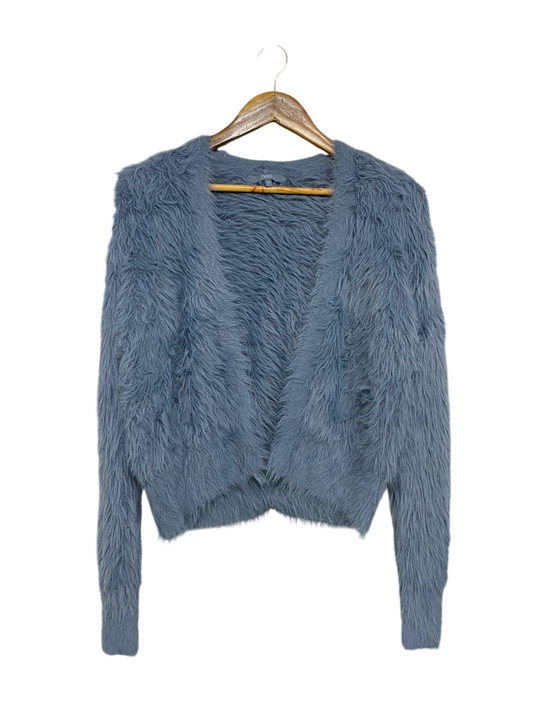NEXT |S | BUST 22 | A72 |  BLUE FLUFFY FAUX-FUR KNIT CARDIGAN