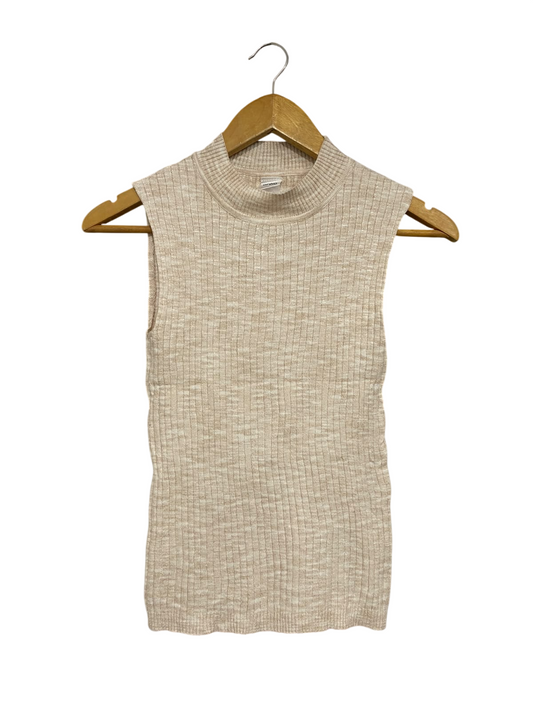 ANKO |S| BUST 12 | A72 |  OATMEAL RIBBED MOCK-NECK SLEEVELESS KNIT TOP
