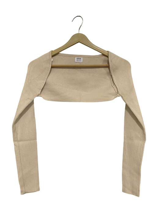 COTTON ON |XS/S | BUST 14 | A72 |  BEIGE RIBBED BOLERO SHRUG KNIT TOP