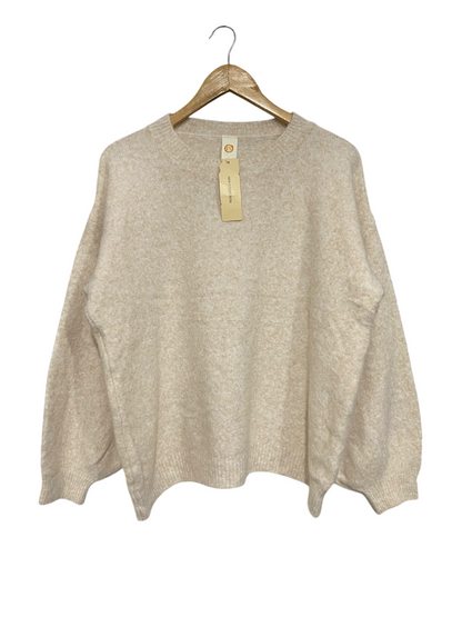NEW COLLECTION  |XL | BUST 25 | A72 | OATMEAL FUZZY KNIT CREW-NECK OVERSIZED SWEATER