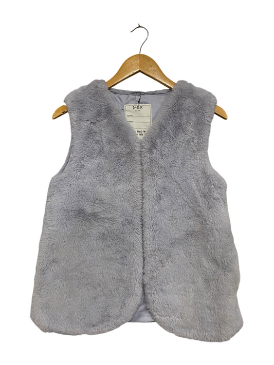 M&S |XS | BUST 18 | A73 |  GREY FAUX FUR SLEEVELESS VEST JACKET