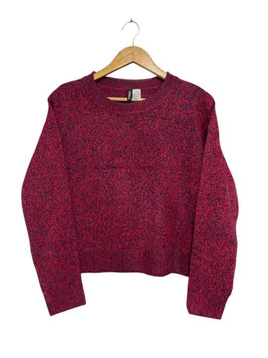 H&M |S | BUST 20 | A73 |  RED MELANGE TEXTURED KNIT CREW-NECK SWEATER