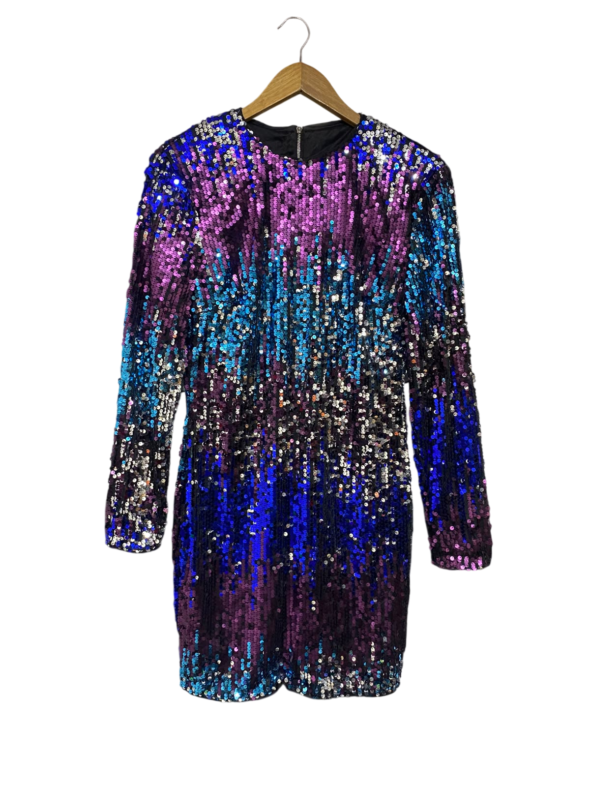 SHEIN |L | BUST 18 | A73 |  MULTI-COLOR SEQUIN SPARKLY LONG-SLEEVE PARTY DRESS