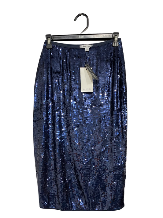 PREVIEW |XS |  WAIST 26  | A73 |  NAVY BLUE SEQUIN SPARKLY PENCIL SKIRT