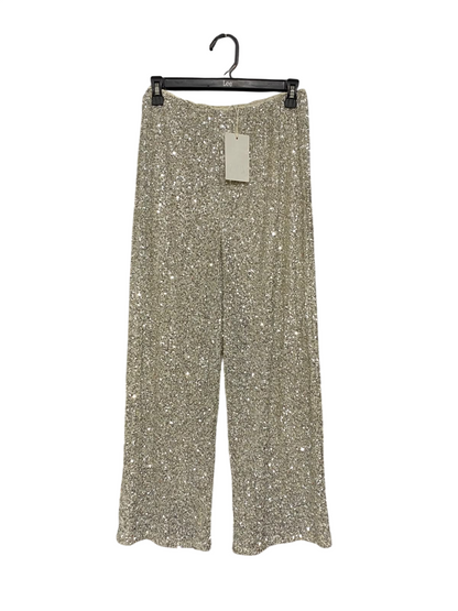 ZARA |XS | WAIST 26 | A73 |  SILVER SEQUIN SPARKLY WIDE-LEG TROUSERS