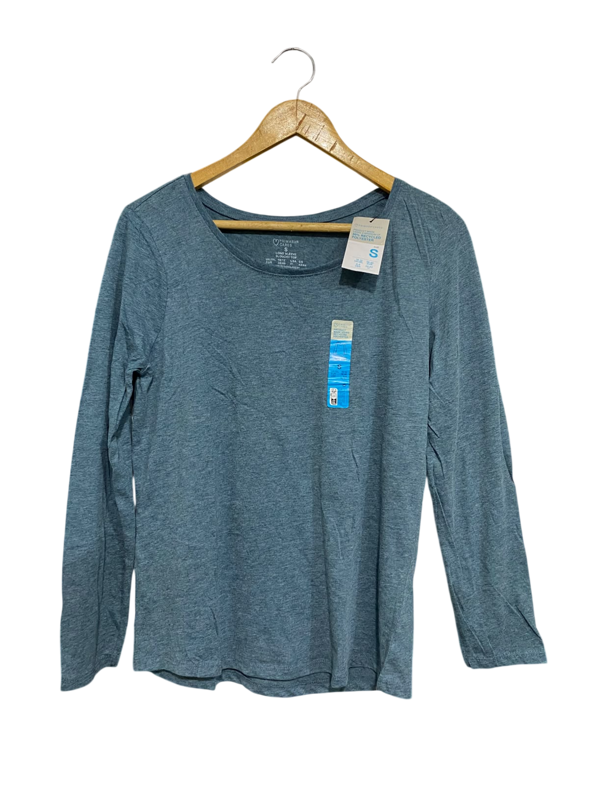 PRIMARK |S | BUST 18  | A73 |  BLUE MELANGE LONG-SLEEVE SLOUCHY TOP