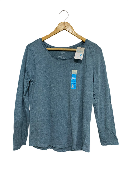 PRIMARK |S | BUST 18  | A73 |  BLUE MELANGE LONG-SLEEVE SLOUCHY TOP