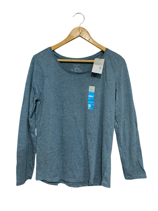 PRIMARK |S | BUST 18  | A73 |  BLUE MELANGE LONG-SLEEVE SLOUCHY TOP