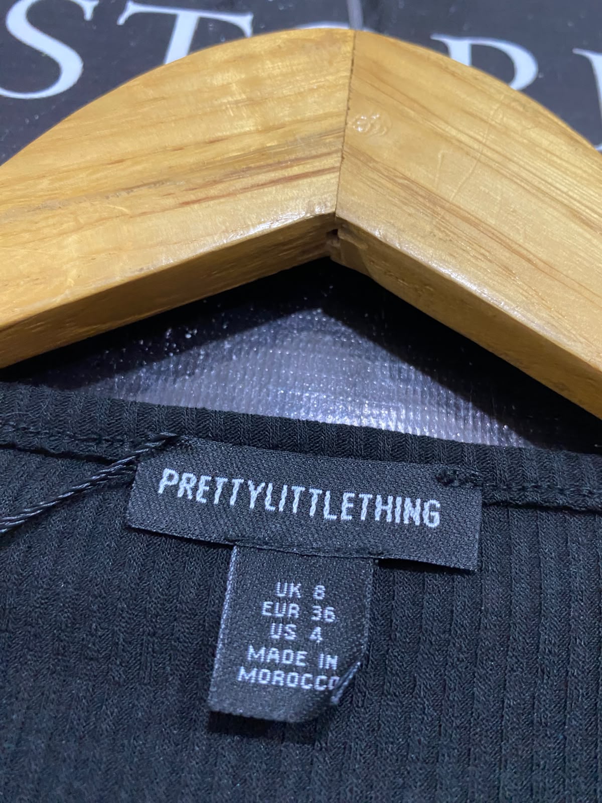 PRETTYLITTLETHING |S | BUST 15 | A73 |  BLACK SQUARE-NECK RIBBED LONG-SLEEVE BODYCON DRESS
