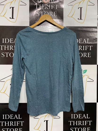 PRIMARK |S | BUST 18  | A73 |  BLUE MELANGE LONG-SLEEVE SLOUCHY TOP