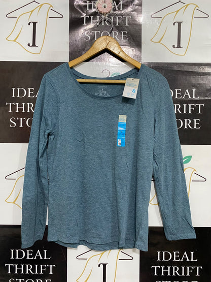 PRIMARK |S | BUST 18  | A73 |  BLUE MELANGE LONG-SLEEVE SLOUCHY TOP