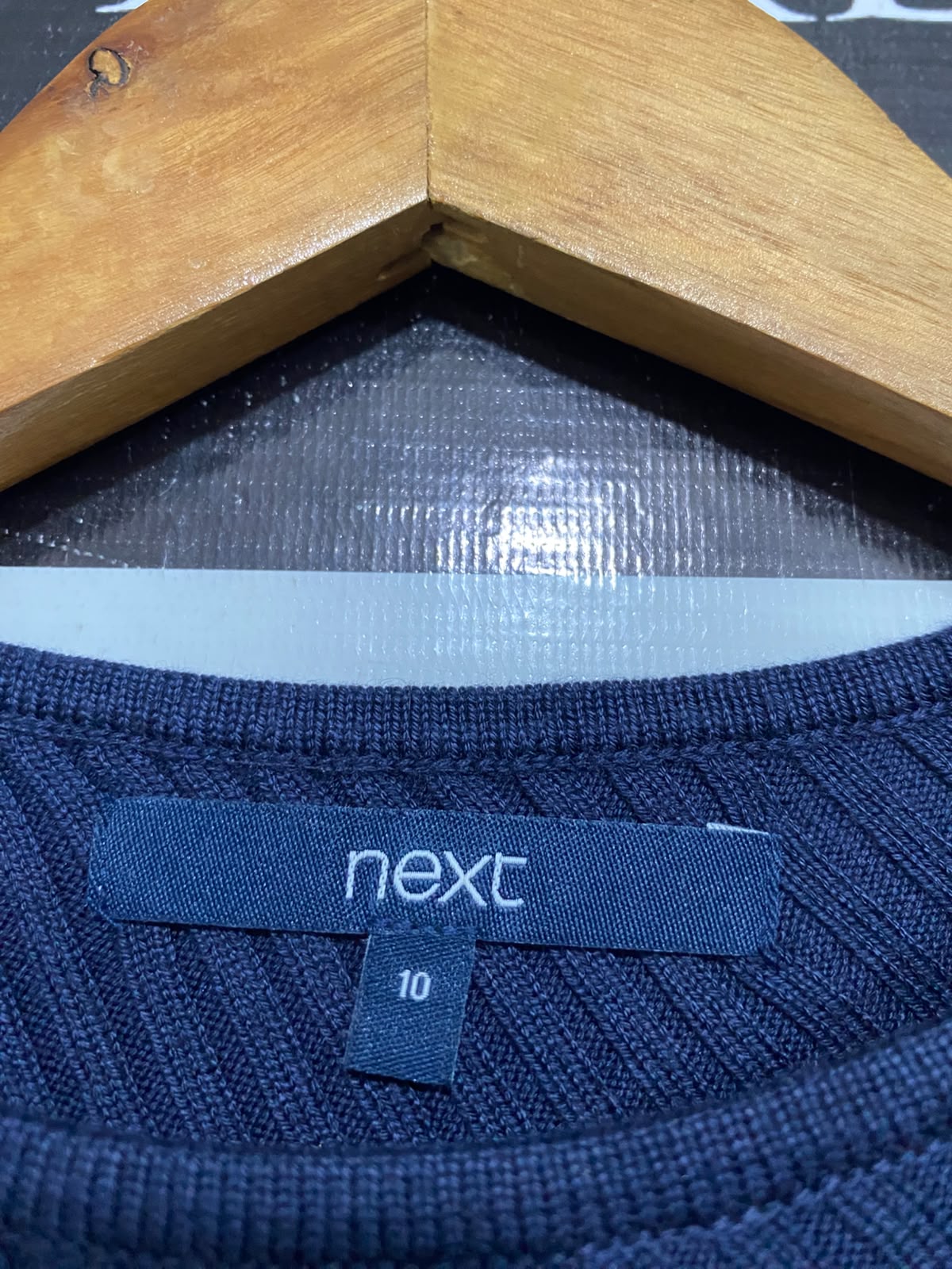 NEXT |S | BUST 15  | A73 |  NAVY BLUE RIBBED SHOULDER-BUTTON SLEEVELESS TOP