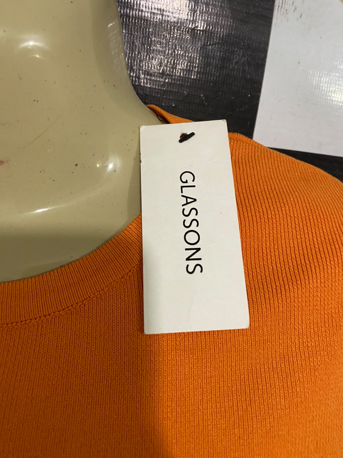 GLASSONS |L | BUST 15 | A73 |  ORANGE CUT-OUT WAIST LONG-SLEEVE MIDI DRESS