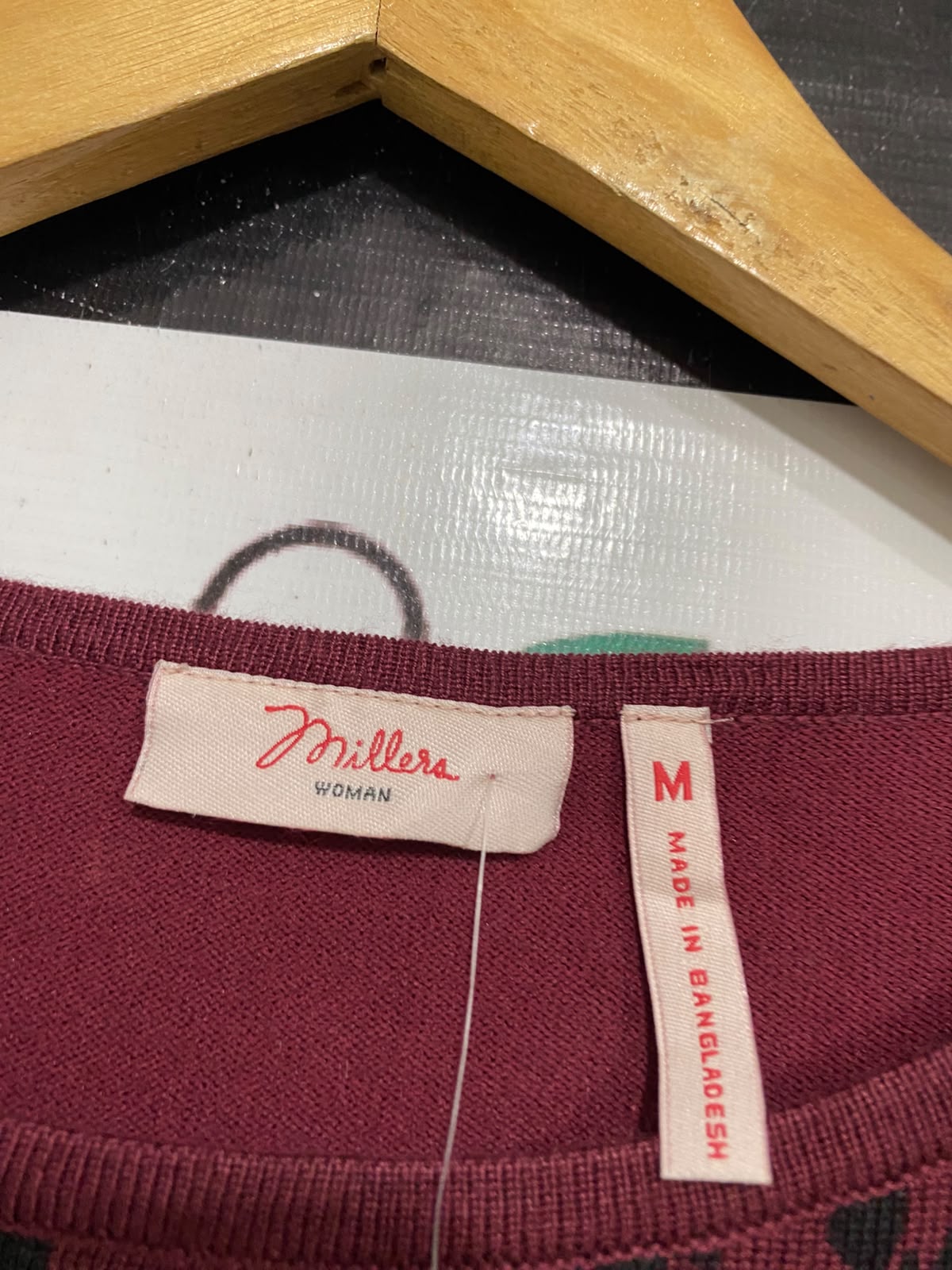 MILLERS |M | BUST 20 | A73 |  WOMAN BURGUNDY ANIMAL PRINT CREW-NECK LONG-SLEEVE TOP