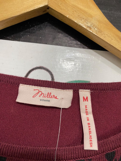 MILLERS |M | BUST 20 | A73 |  WOMAN BURGUNDY ANIMAL PRINT CREW-NECK LONG-SLEEVE TOP