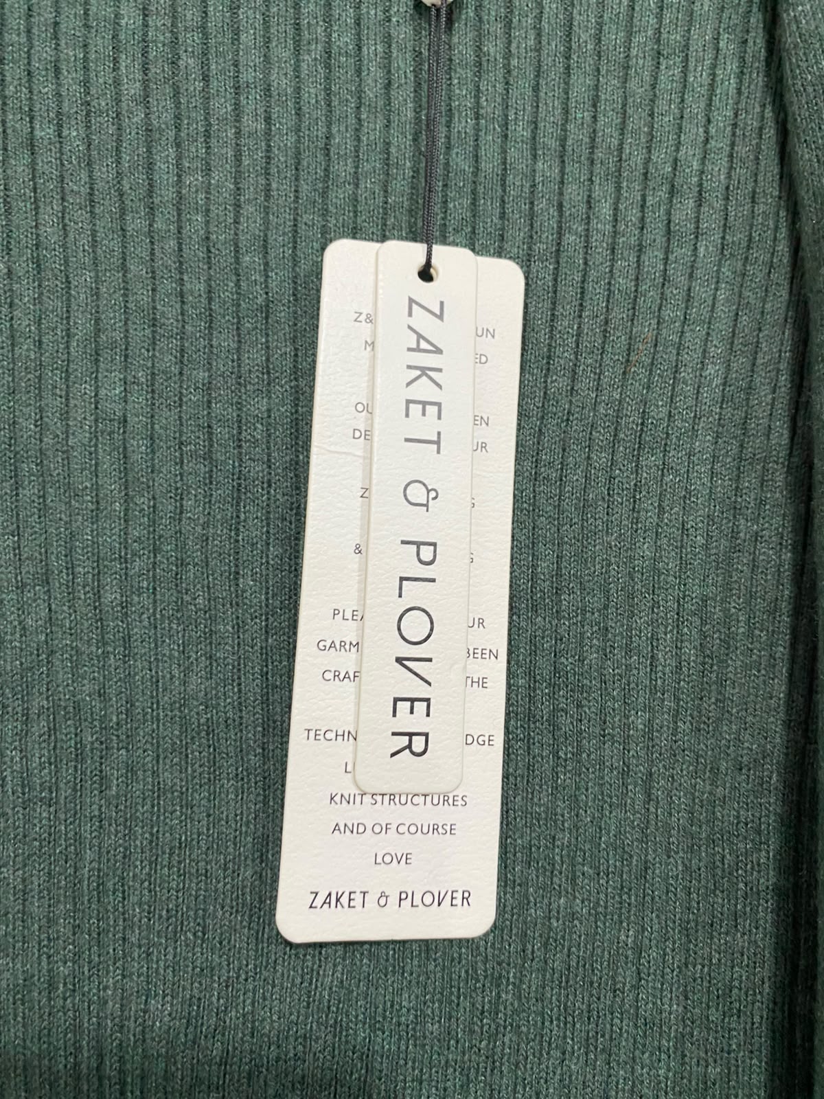 ZAKET & PLOVER |M | BUST 21 | A73 |  DARK GREEN RIBBED OPEN-FRONT LONG CARDIGAN