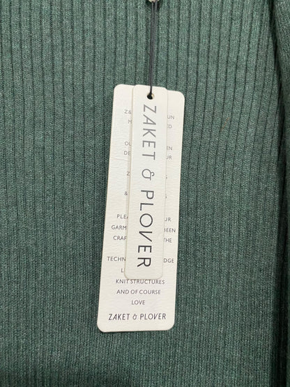 ZAKET & PLOVER |M | BUST 21 | A73 |  DARK GREEN RIBBED OPEN-FRONT LONG CARDIGAN