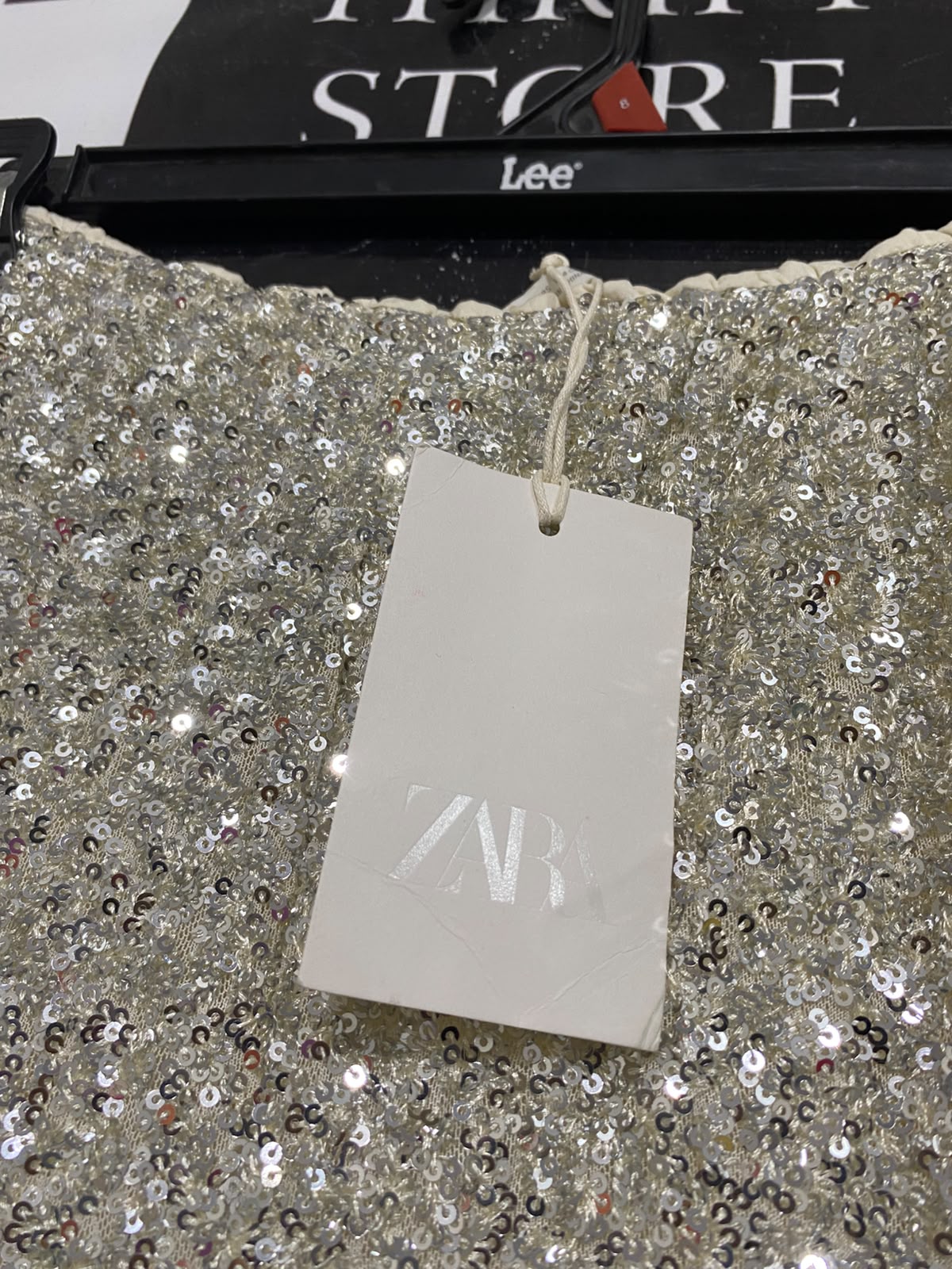 ZARA |XS | WAIST 26 | A73 |  SILVER SEQUIN SPARKLY WIDE-LEG TROUSERS