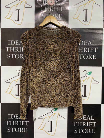 ANEWSTA |L | BUST 17 | A73 |  GOLD & BLACK ANIMAL PRINT METALLIC LONG-SLEEVE TOP