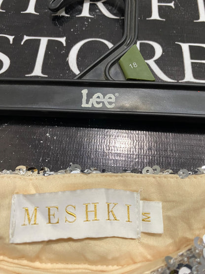 MESHKI  |S|  WAIST 26 | A73 |  SILVER SEQUIN SPARKLY WIDE-LEG TROUSERS