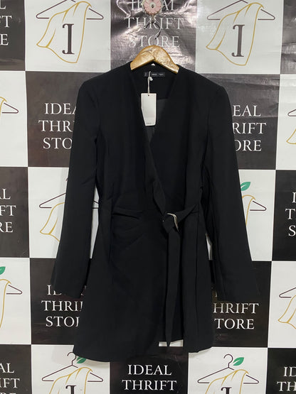 MNG |M | BUST 19 | A73 |  BLACK BELTED WRAP BLAZER DRESS