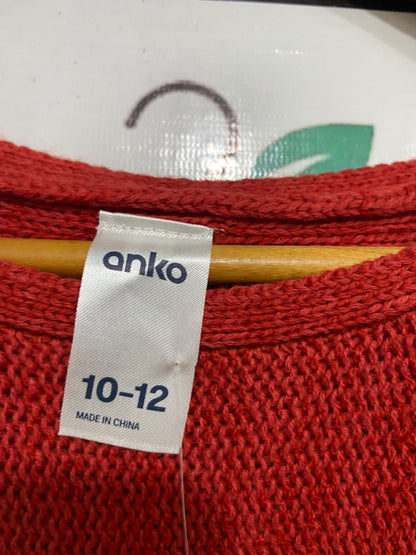 ANKO |S | BUST 21 | A73 |  RED TEXTURED KNIT CUFFED HALF-SLEEVE SWEATER TOP