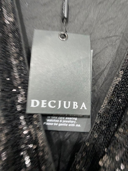 DECJUBA |L | BUST 18 | A73 |  BLACK SEQUIN SPARKLY WRAP BELTED PARTY DRESS