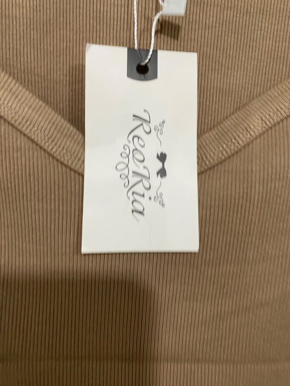 REORIA |M | BUST 18 | A73 |  BROWN RIBBED SWEETHEART NECK LONG-SLEEVE BODYSUIT