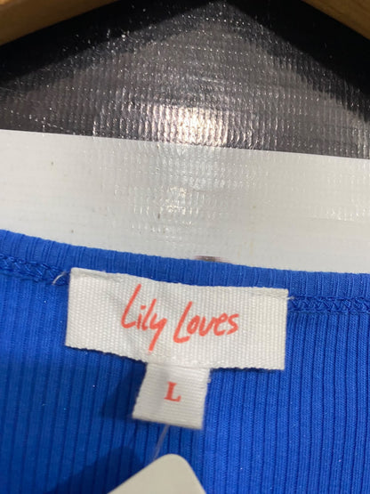 LILY LOVES |L | BUST 16 | A73 |  ROYAL BLUE RIBBED SCOOP-NECK LONG-SLEEVE BODYSUIT