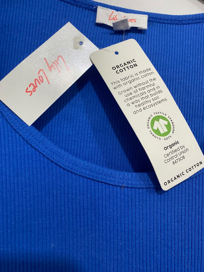 LILY LOVES |L | BUST 16 | A73 |  ROYAL BLUE RIBBED SCOOP-NECK LONG-SLEEVE BODYSUIT
