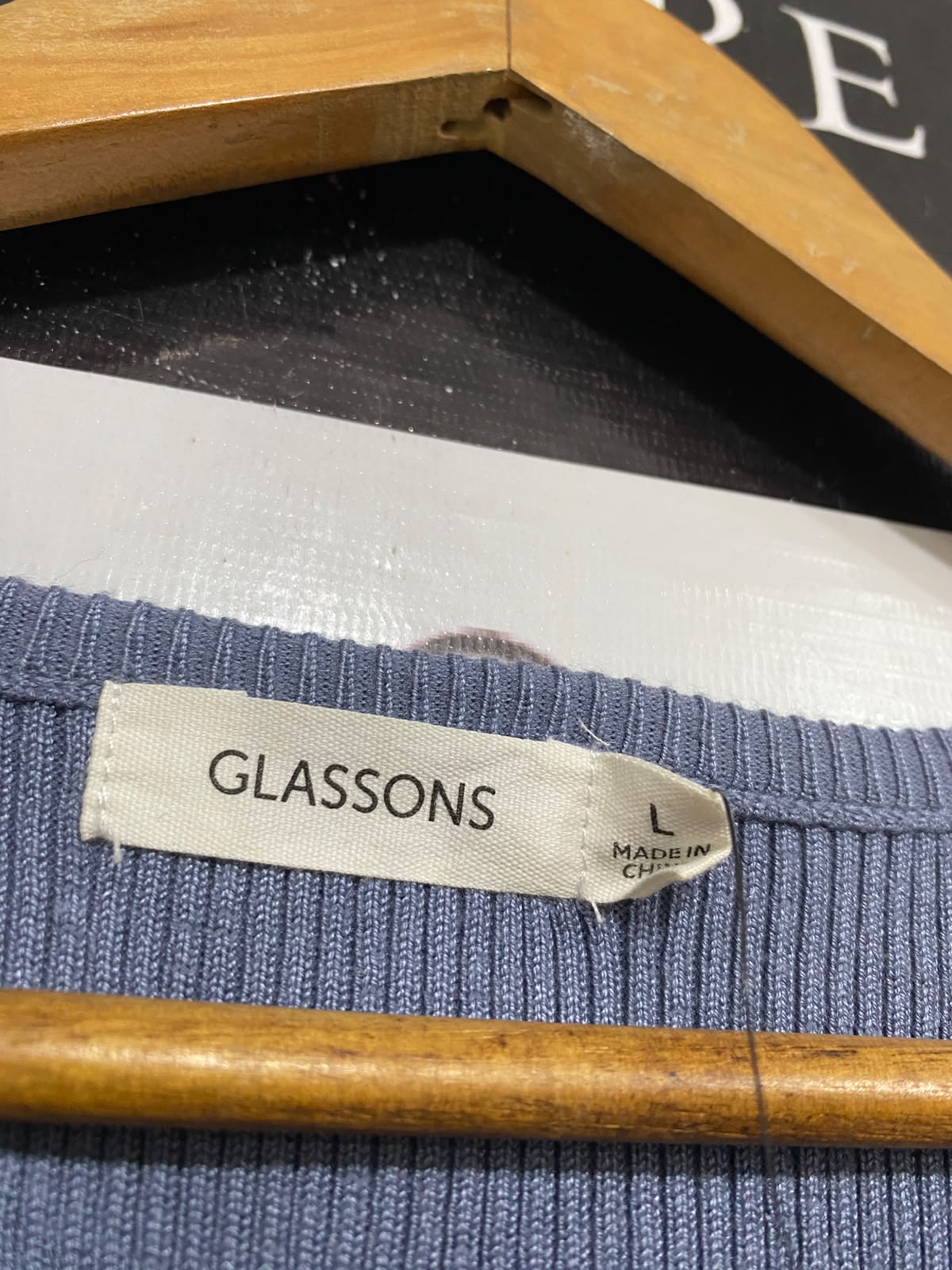 GLASSONS |L | BUST 13 | A73 |  DUSTY BLUE RIBBED BUTTON-FRONT SLEEVELESS TANK TOP