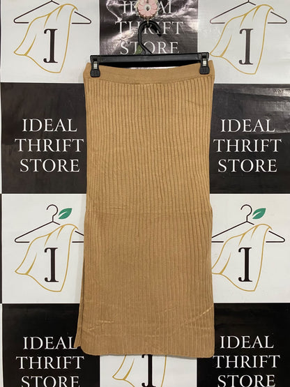 PRIMARK |XS | WAIST 26  | A72 |  BROWN RIBBED KNIT MIDI SKIRT