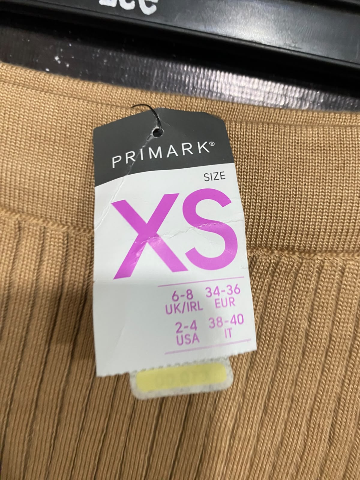 PRIMARK |XS | WAIST 26  | A72 |  BROWN RIBBED KNIT MIDI SKIRT