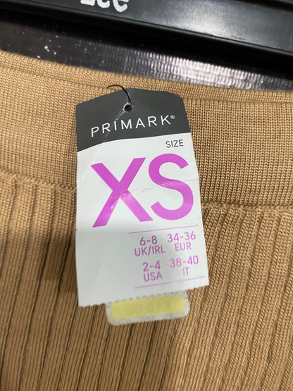 PRIMARK |XS | WAIST 26  | A72 |  BROWN RIBBED KNIT MIDI SKIRT