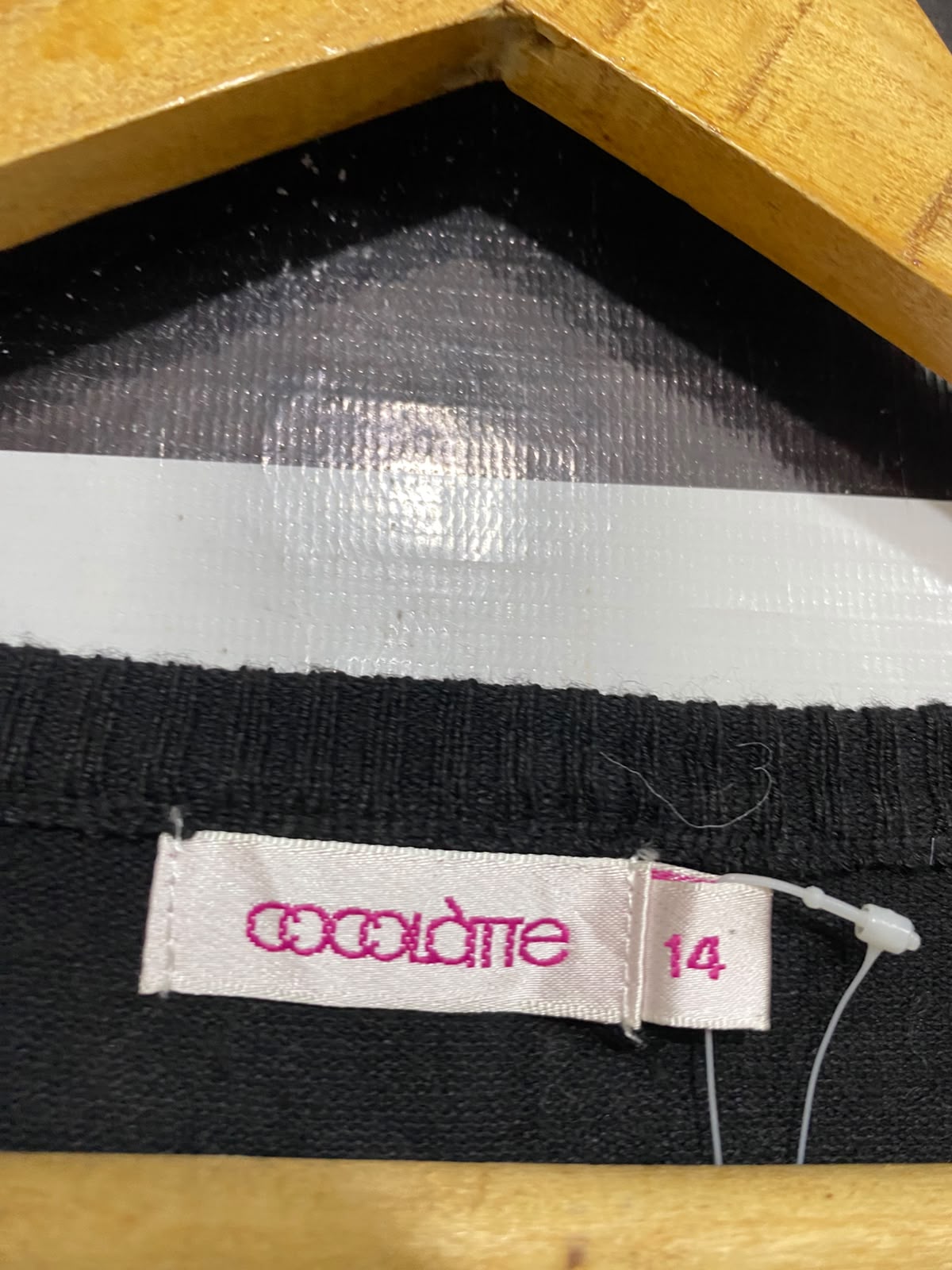 COCOLATTE |M | BUST 18 | A72 |  BLACK V-NECK BUTTON-DOWN KNIT CARDIGAN TOP