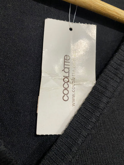 COCOLATTE |M | BUST 18 | A72 |  BLACK V-NECK BUTTON-DOWN KNIT CARDIGAN TOP