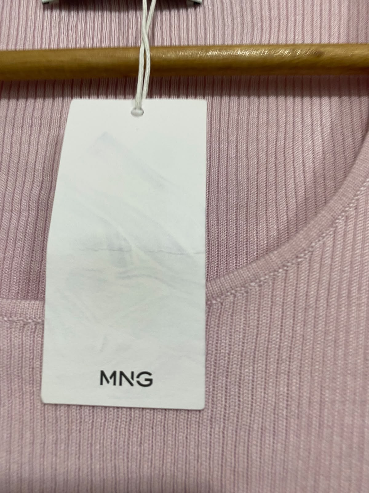 MNG |XS | BUST 12 | A72 |  PINK RIBBED SCOOP-NECK SHORT-SLEEVE KNIT TOP