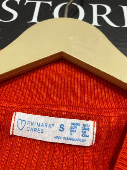 PRIMARK CARES |S | BUST 12 | A72 |  CARES ORANGE RIBBED MOCK-NECK LONG-SLEEVE KNIT TOP