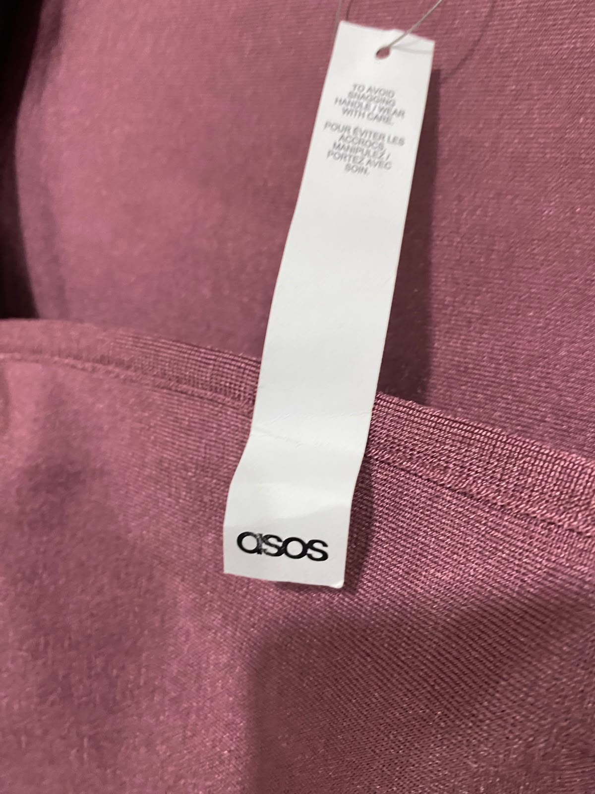 ASOS DESIGN |XS | BUST 13 | A72 |  MAUVE SQUARE-NECK SHORT-SLEEVE STRUCTURED KNIT TOP