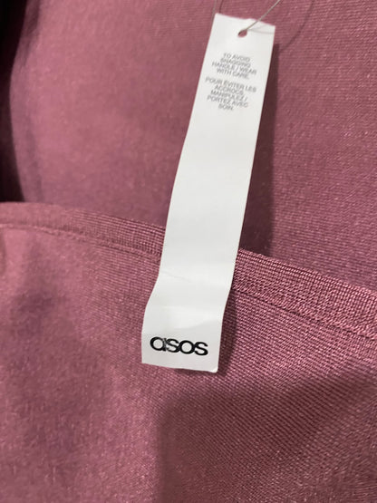 ASOS DESIGN |XS | BUST 13 | A72 |  MAUVE SQUARE-NECK SHORT-SLEEVE STRUCTURED KNIT TOP
