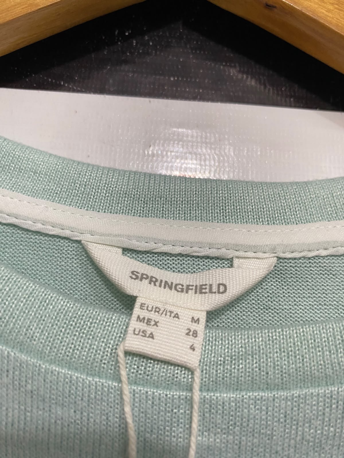 SPRINGFIELD |M | BUST 20 | A72 |  MINT GREEN PEARL-EMBELLISHED LAYERED-HEM KNIT SWEATER
